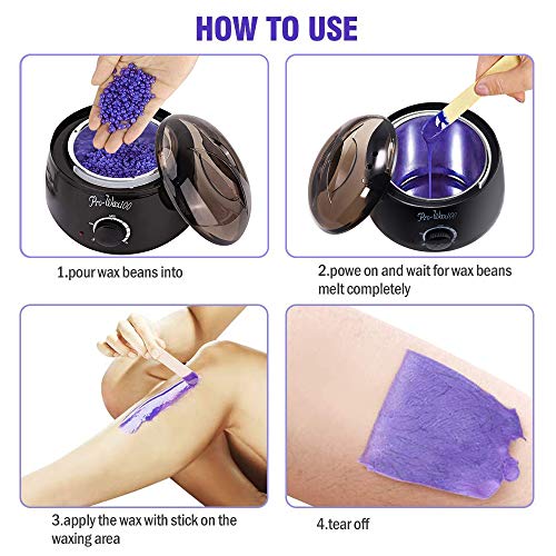 Calentador de Cera Eléctrico para Depilación Profesional, Maquina Depilatoria de Cera con 4 Paquetes de Cera Dura, 10 Espátulas