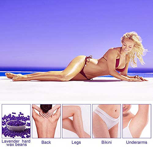 Calentador de Cera Eléctrico para Depilación Profesional, Maquina Depilatoria de Cera con 4 Paquetes de Cera Dura, 10 Espátulas