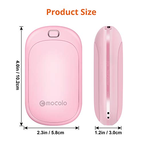 Calentadores de Manos USB Recargables 5200mAh y Mini Cargador portátil Banco de Energía Batería Externa de Alta Capacidad Doble Lado Calentadores para Mujeres Hombre en Invierno (Rosa)