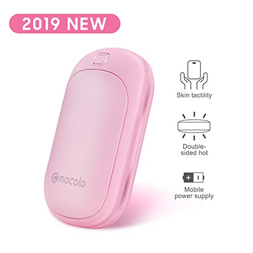 Calentadores de Manos USB Recargables 5200mAh y Mini Cargador portátil Banco de Energía Batería Externa de Alta Capacidad Doble Lado Calentadores para Mujeres Hombre en Invierno (Rosa)