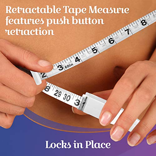 Calibrador de grasa corporal y cinta métrica para el cuerpo Calibradores de piel y cinta métrica herramienta para medir, plegado de piel y pérdida de peso – Nuevo diseño (blanco)
