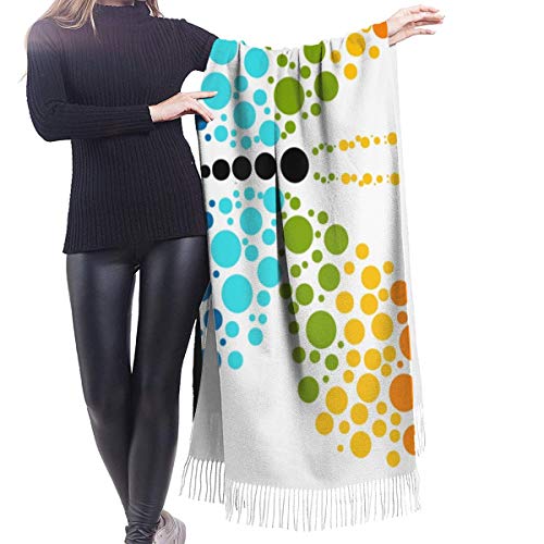 Cálido Bufandas de Invierno Una mariposa hecha de puntos de colores del arco iris Formas de la naturaleza Circle Life Dot Ar Pashmina Chales mujer Bufandas