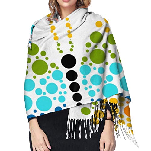 Cálido Bufandas de Invierno Una mariposa hecha de puntos de colores del arco iris Formas de la naturaleza Circle Life Dot Ar Pashmina Chales mujer Bufandas