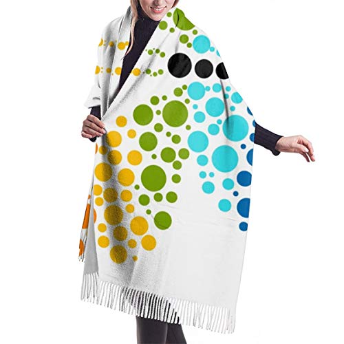Cálido Bufandas de Invierno Una mariposa hecha de puntos de colores del arco iris Formas de la naturaleza Circle Life Dot Ar Pashmina Chales mujer Bufandas