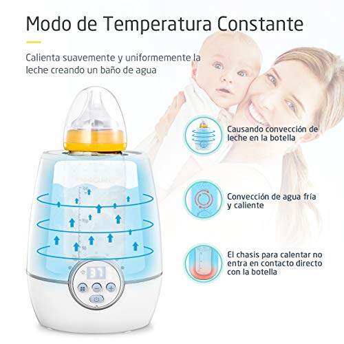 Calienta Biberones Digital de OMORC, 2 Modos de Calentamiento Rápido y Temperature Constante, Función de Esterilizador, Calentador de Alimentos, Descongelación, Apagado Automático