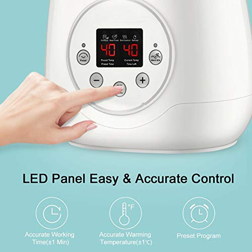 Calienta Biberones Esterilizador Biberon Calentador de Alimentos para bebé, Diseño de Botellas Dobles 5 en 1 Eléctrico Digital Termostato Inteligente Calentador con Pantalla LED