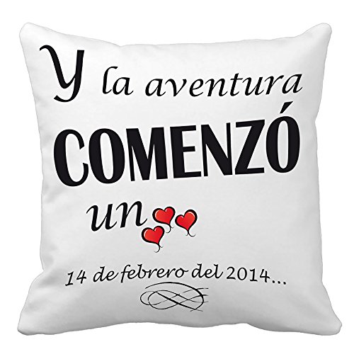 Calledelregalo Regalo para tu Pareja por San Valentín o vuestro Aniversario: cojín 'Amor' Personalizado con Fecha