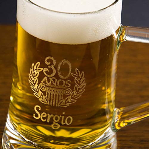 Calledelregalo Regalo Personalizable para cumpleaños: Jarra de Cerveza grabada con el Nombre y la Edad Que tú Quieras