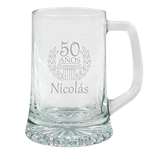 Calledelregalo Regalo Personalizable para cumpleaños: Jarra de Cerveza grabada con el Nombre y la Edad Que tú Quieras