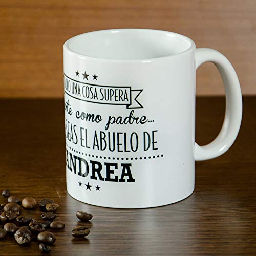 Calledelregalo Regalo Personalizable para Padres: Taza para el Mejor Padre y Abuelo Personalizada con el Nombre de su Nieto