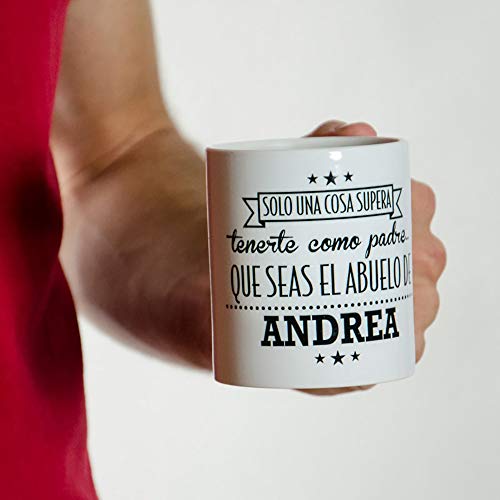 Calledelregalo Regalo Personalizable para Padres: Taza para el Mejor Padre y Abuelo Personalizada con el Nombre de su Nieto