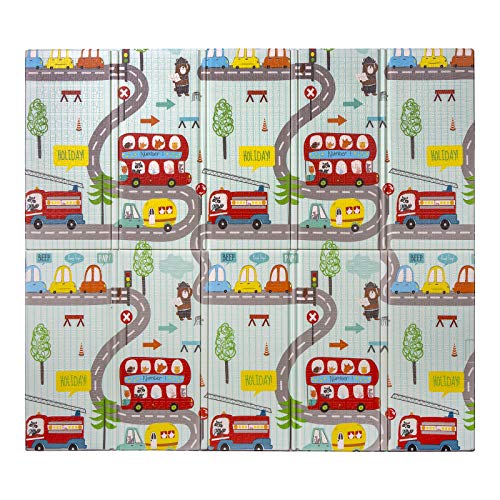 Calma Dragon Alfombra de Juegos para Bebe, Plegable, Antideslizante y Acolchada 200 * 180 * 1,5 cm(Calles)