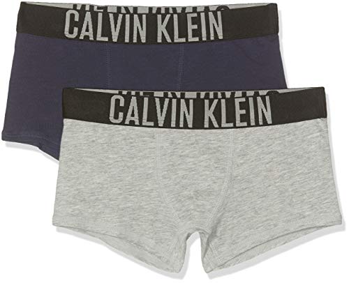 Calvin Klein 2 Pack Trunks Bóxer, Gris (1 Grey Heather/1 Blue Shadow 025), Talla única (Talla del Fabricante: 8-10) para Niños