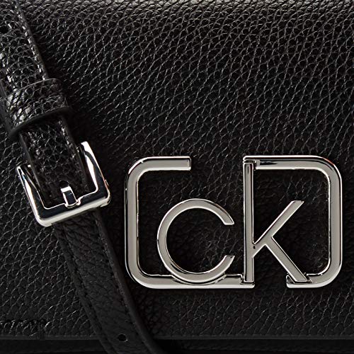 Calvin Klein - Ck Cast Sml Flap Xbody, Bolsos totes Mujer, Negro (Black), 7x16x15 cm (W x H L)