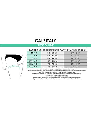 CALZITALY Bandas de Enlace para Evitar el Roce De Los Muslos | Bandas Elasticas De Encaje Anti-Friccion | Bandas Anti Rozaduras | Made In Italy (E: 73-76 cm, Negro)