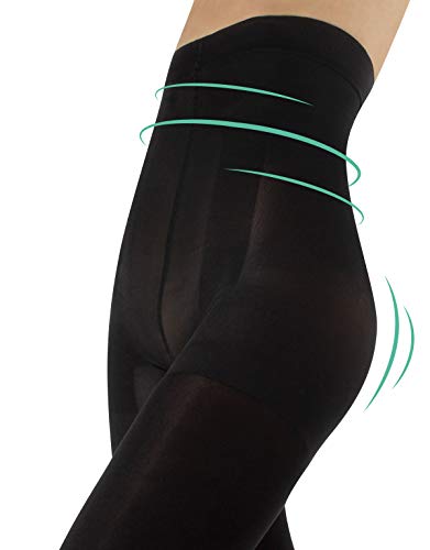 CALZITALY Medias Tupidas Reductoras De Talle Alto | Panty Shaper, Push Up | Negro | 80 Den | S, M, L, Xl | Calcetería Italiana | (M, Negro)