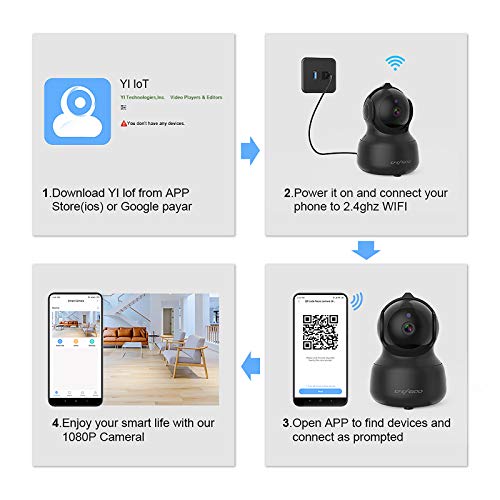 Cámara IP WiFi 1080P CACAG00,Cámara de Vigilancia Interior Inalámbrico 2.4G,Almacenamiento en la Nube,Audio bidireccional,detección de Movimiento con Alarma,visión Nocturna