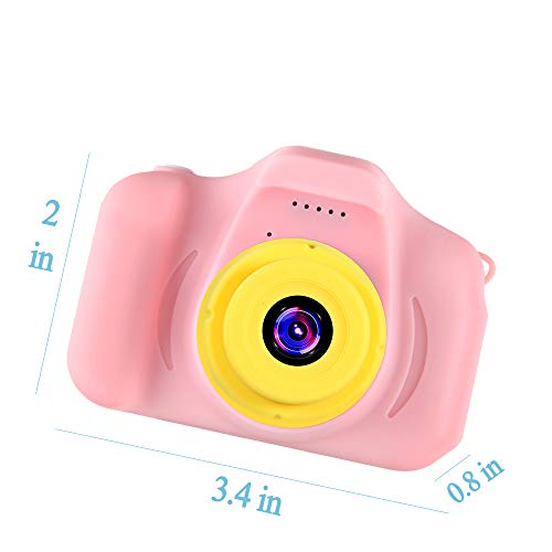 Cámara para Niños Infantil Cámara de Fotos Digital Cámara Juguete para Niños 2 Pulgadas 12MP 1080P HD Selfie Video Cámara Regalos Ideales para Niños Niñas de 3-10 Años con Tarjeta TF 32 GB (Rosa)