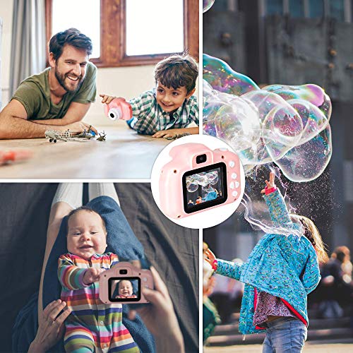 Cámara para niños le-idea Cámara de Fotos Digital 2 Objetivos Selfie 12MP Cámara 1080P HD Video cámaras para Niños Niñas con Zoom Digital 4X con Tarjeta de 32GB TF, Rosa【El idioma ha sido actualizado】