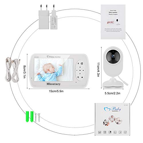 Cámara vigilancia bebe, Vigilabebés Inalambrico con cámara Bebé Monitor Inteligente con Pantalla LCD de 4.3"