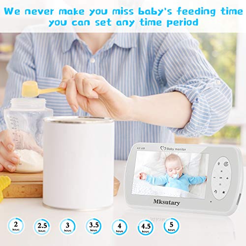 Cámara vigilancia bebe, Vigilabebés Inalambrico con cámara Bebé Monitor Inteligente con Pantalla LCD de 4.3"