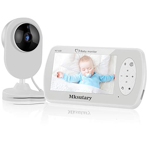 Cámara vigilancia bebe, Vigilabebés Inalambrico con cámara Bebé Monitor Inteligente con Pantalla LCD de 4.3"