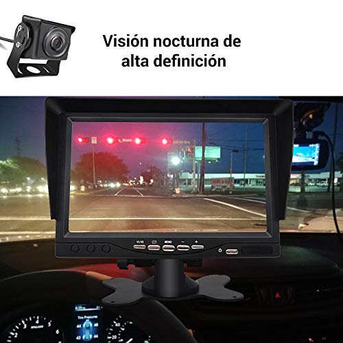Cámaras de Visión Trasera 2 x Cámaras de marcha atrás IR Visión Nocturna Impermeable + 7 Pulgadas 1920*1080 Monitor con Función de Video Grabación para RV/Autobus/Remolque/Camión
