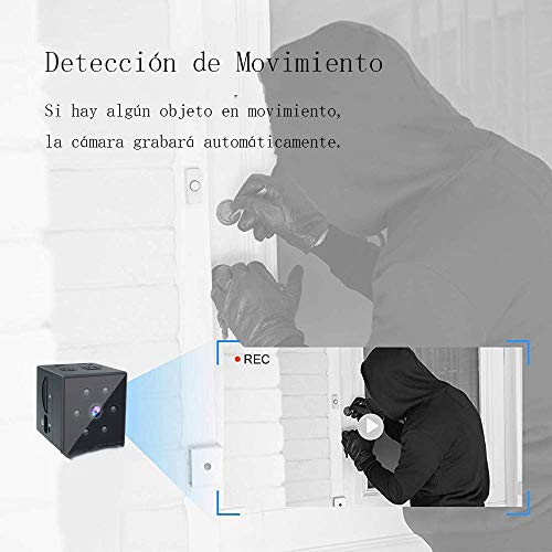Camaras Espias Ocultas, Mini Camaras Espias 1080P HD Cámara Vigilancia Portátil Secreta Compacta con Detector de Movimiento IR Visión Nocturna, Camaras de Seguridad Pequeña Interior/Exterior