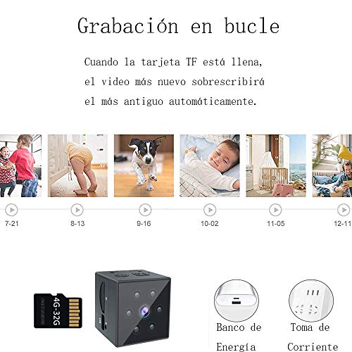 Camaras Espias Ocultas, Mini Camaras Espias 1080P HD Cámara Vigilancia Portátil Secreta Compacta con Detector de Movimiento IR Visión Nocturna, Camaras de Seguridad Pequeña Interior/Exterior