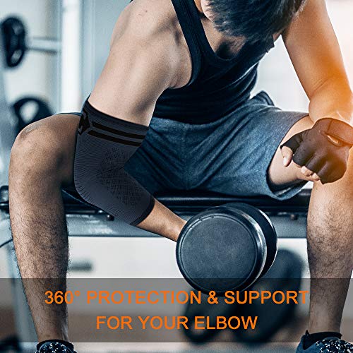 CAMBIVO 2 x Coderas Epicondilitis, Coderas Deportivas para Hombre y Mujer, Codera de Compresion para Tendinitis, Crossfit, Gym, Golfista, Manga Compresion para Alivio de Dolor