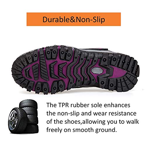 Camfosy Botas de Senderismo para Mujer, Botas Cortas de Invierno, Forro de Piel, Botas de Nieve cálidas, Botas de Ante con Cordones, para Exteriores, Casuales, para Senderismo, Caminar, Zapatos Plan