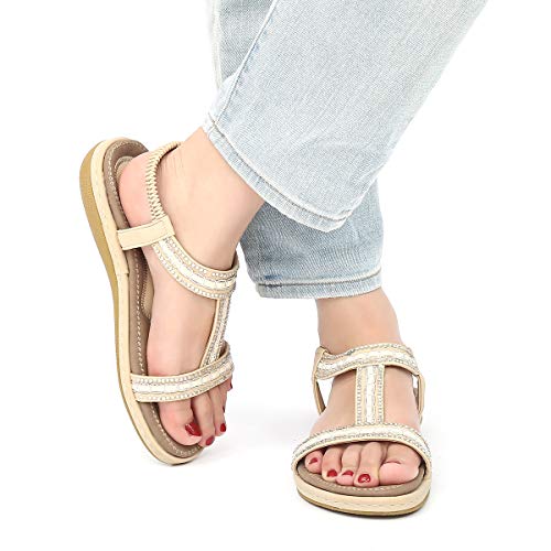 Camfosy Sandalias de Mujer de Fondo Plano Sandalias Flip-Flop Palabra t Los Zapatos de Arena de T Elegante La Corteza por la Noche Piscina de Playa Verde Rojo Blanco