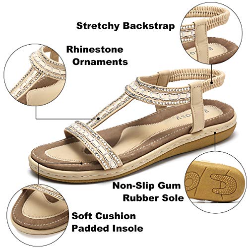 Camfosy Sandalias de Mujer de Fondo Plano Sandalias Flip-Flop Palabra t Los Zapatos de Arena de T Elegante La Corteza por la Noche Piscina de Playa Verde Rojo Blanco