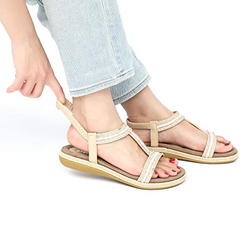 Camfosy Sandalias de Mujer de Fondo Plano Sandalias Flip-Flop Palabra t Los Zapatos de Arena de T Elegante La Corteza por la Noche Piscina de Playa Verde Rojo Blanco