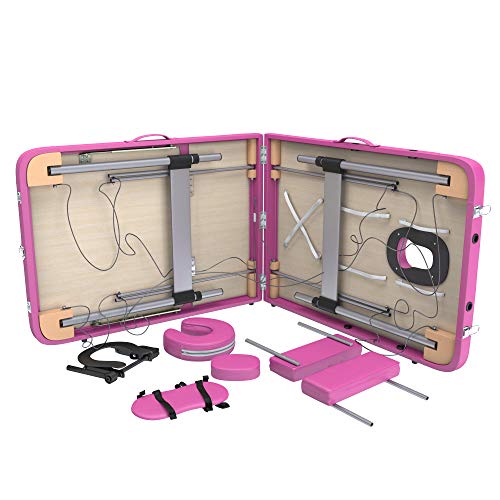 Camilla de masaje profesional 3 zonas de aluminio, 195 x 70 cm - mesa de masaje, cama para cosmetólogo esteticista, estetica terapia,Tattoo,portátil plegable nuevo Reiky (rosa)