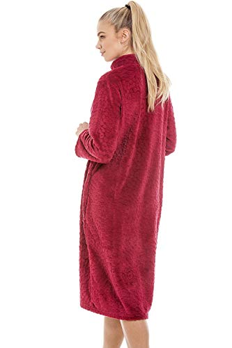 Camille Mujeres Suave Vellón Rubí Rojo Cremallera Frente A La Casa Abrigo De La Casa 38-40