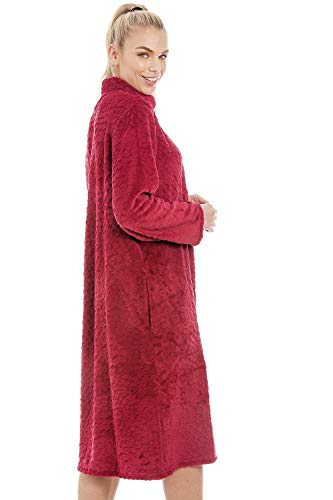Camille Mujeres Suave Vellón Rubí Rojo Cremallera Frente A La Casa Abrigo De La Casa 38-40