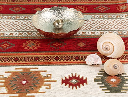 Camino de mesa de lujo de Anatolia serie, Rojo Blanco, (228x37 cm)