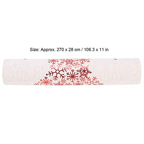 Camino de Mesa Navidad 106 x 11in para la Cena de Navidad, Bueno para la Mesa de Restaurante/Hogar, Decoración Navideña- Rojo/Blanco(Copo de Nieve Estrella de Cinco Puntas)