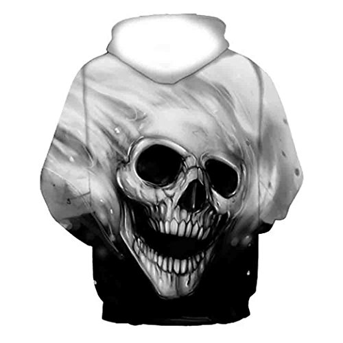 Camisas para Parejas,Sudaderas Mujer Hombres Estampado de Calaveras, Sudadera con Capucha y Manga Larga, Blusa Outwear Tops Casual Fiesta Otoño e Invierno (Gris, XL)