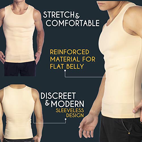 Camiseta Compresión Hombre - Camiseta Deportiva Hombre Compresion - Corrector Postura Espalda hombre - Afina la Cintura - Ropa Interior Hombre Efecto Faja Reductora - Camisetas sin Manga Hombre