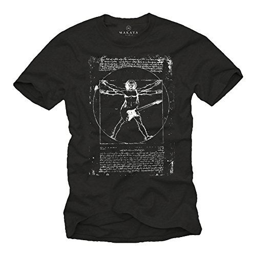 Camiseta con Guitarra Electrica DA Vinci Rock Hombre Negro XXXL