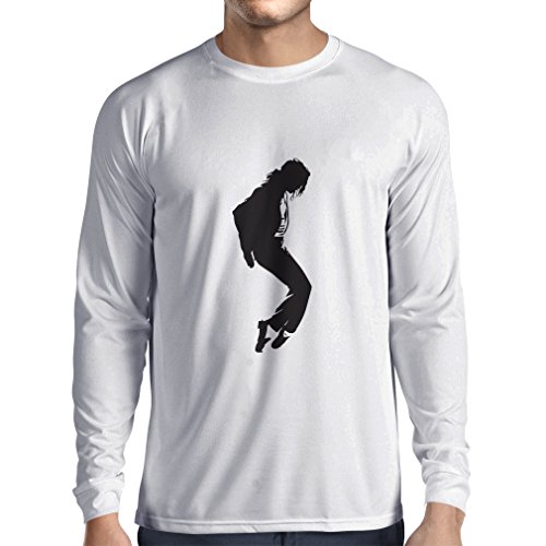 Camiseta de Manga Larga para Hombre Me Encanta MJ - Ropa de Club de Fans, Ropa de Concierto (Medium Negro Blanco)