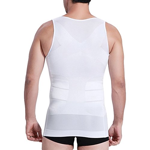 Camiseta de tirantes elástica, para esculpir el cuerpo, modeladora, adelgazante, de color blanco