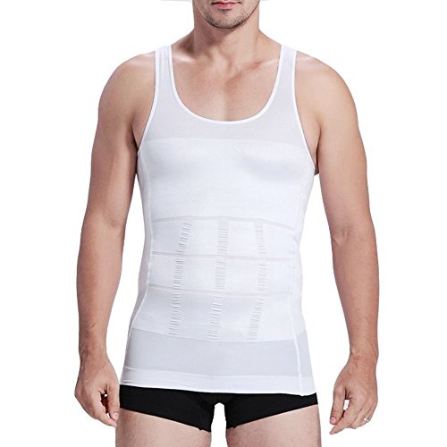 Camiseta de tirantes elástica, para esculpir el cuerpo, modeladora, adelgazante, de color blanco