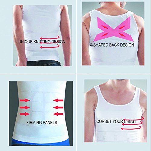 Camiseta de tirantes elástica, para esculpir el cuerpo, modeladora, adelgazante, de color blanco