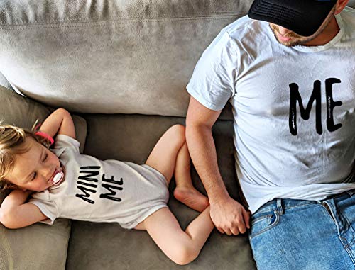 Camiseta Papá y Body Bebé, Regalos para Papas Primerizos, Ropa Papa Bebe - Me and Mini Me -Blanco Large/Bebé Blanco 9-12 Mes