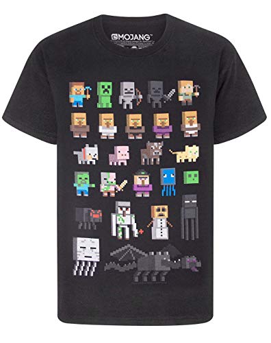 Camiseta para chicos de Minecraft Negro negro 11-12 Años