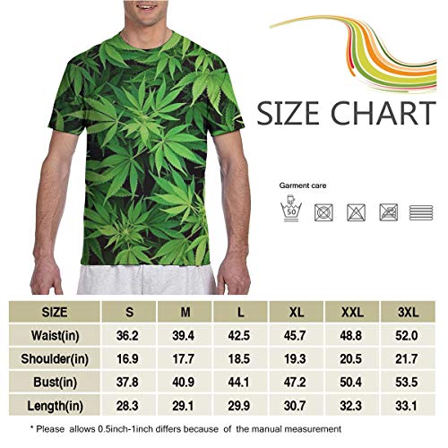 Camiseta para hombre 3D de marihuana de malas hierbas, manga corta, casual Negro Negro ( 3XL