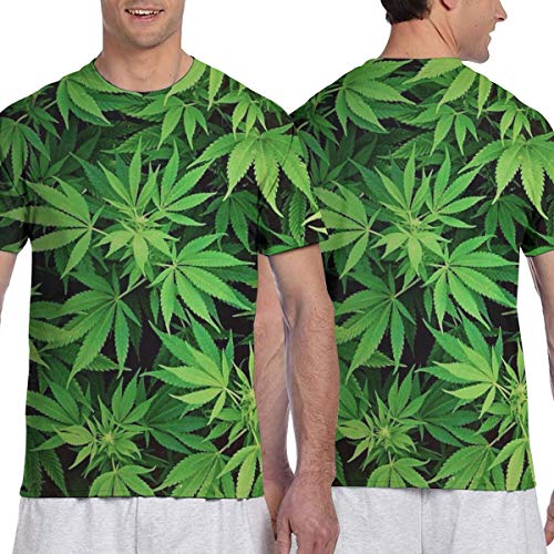 Camiseta para hombre 3D de marihuana de malas hierbas, manga corta, casual Negro Negro ( 3XL